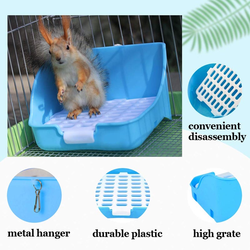 kathson Rabbit Litter Box, Rat Litter Tray Ferret Potty Training Corner Litter Pan Cage Cleaner for Chinchillas Guinea Pigs(Blue) - Image 3